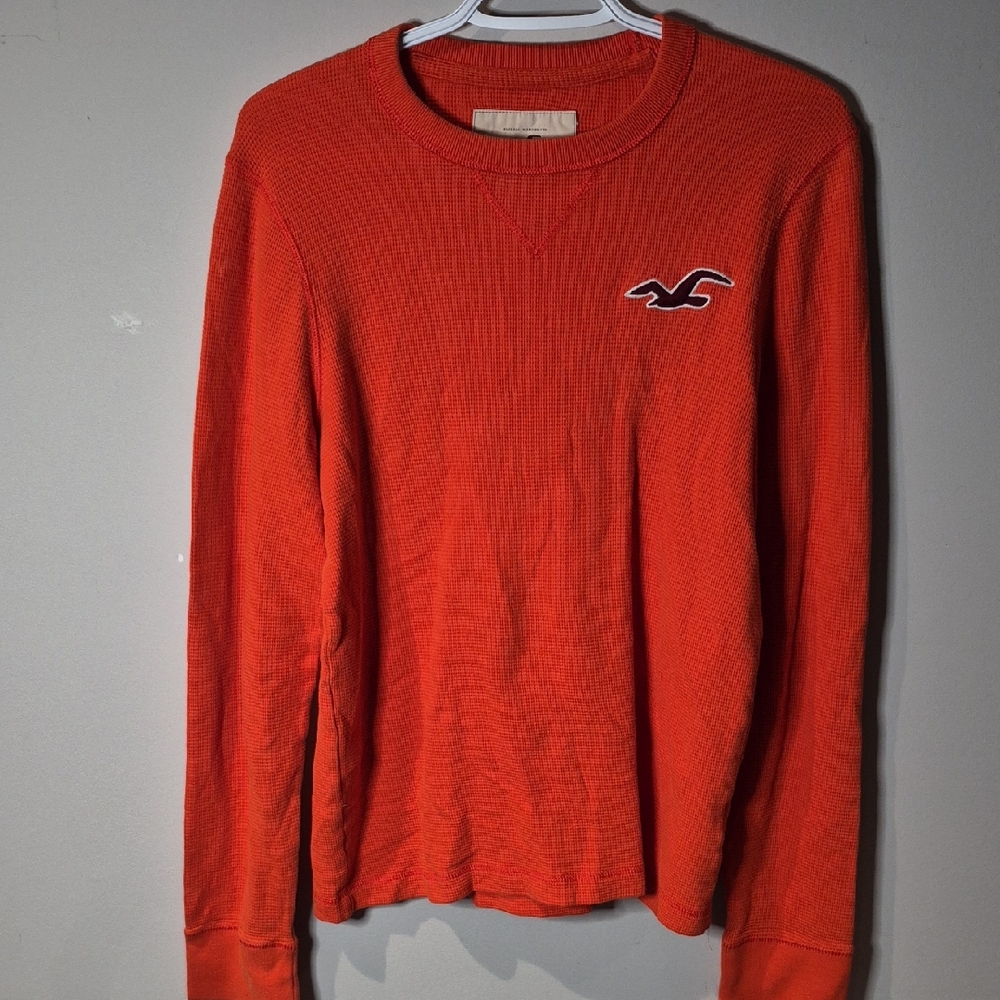 Hollister California Men's Long Sleeve Waffle Knit Thermal – Sunset Orange, Size